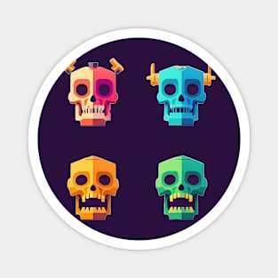 Colorful Creepy Neon Skulls set Magnet